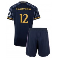 Camisa de Futebol Real Madrid Eduardo Camavinga #12 Equipamento Secundário Infantil 2023-24 Manga Curta (+ Calças curtas)